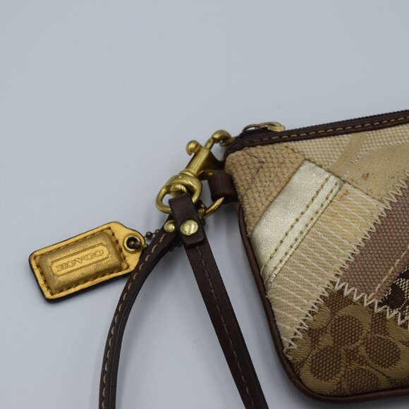 Coach Patchwork Wristlet in Brown and Tan - Picture 2 of 5